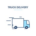 Delivery truck icon. Vector illustration of a moving freight car. Loaded truck icon. Represents a concept of large cargo delivery Royalty Free Stock Photo