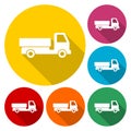 Delivery truck icons set with long shadow Royalty Free Stock Photo