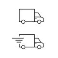 Delivery Truck line icon set on white background. Vector isolated transportation illustration Royalty Free Stock Photo