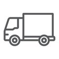 Delivery truck line icon, traffic and vehicle, van sign, vector graphics, a linear pattern on a white background. Royalty Free Stock Photo