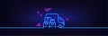 Delivery truck line icon. Warehouse boxes sign. Neon light glow effect. Vector