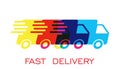 Delivery truck logo vector illustration. Fast delivery service shipping icon. Royalty Free Stock Photo