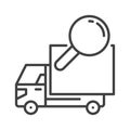 Delivery Truck with Magnifying Glass vector Trucks Search concept outline icon
