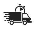 Delivery truck with stopwatch, fast shipping service icon Ã¢â¬â vector