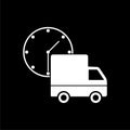 Delivery truck and time icon isolated on dark background Royalty Free Stock Photo
