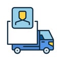 Delivery Truck with Trucker vector concept colored icon