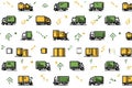 Delivery Trucks and Boxes Seamless Pattern on White Royalty Free Stock Photo
