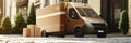 Delivery Van with Cardboard Boxes Royalty Free Stock Photo