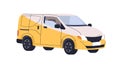 Delivery van, commercial car. Auto transport for delivering, shipping. Freight automobile, shipment vehicle. Wheeled