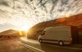 Delivery van on a country road Royalty Free Stock Photo