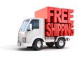 Delivery van with free shipping letters on back Royalty Free Stock Photo