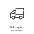 delivery van icon vector from ecommerce basic collection. Thin line delivery van outline icon vector illustration. Linear symbol
