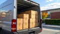 Delivery Van Loaded with Cardboard Boxes Royalty Free Stock Photo