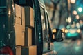 Delivery Van Loaded with Parcels for Nighttime City Distribution. Royalty Free Stock Photo