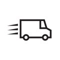 Shipping fast delivery van icon symbol, Pictogram flat outline design for apps and websites Royalty Free Stock Photo