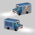 Delivery van semi flat color vector object. Full sized item on white. Transporting goods to clients. Delivery business Royalty Free Stock Photo