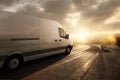 Delivery van during sunset Royalty Free Stock Photo