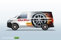 Delivery van template. With advertise, editable layout.
