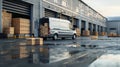 Delivery Van at Warehouse. AI generated Royalty Free Stock Photo