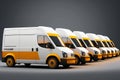 Delivery vans in row. Generative AI Royalty Free Stock Photo