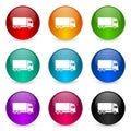 Delivery vector icons, set of colorful glossy 3d rendering ball buttons in 9 color options Royalty Free Stock Photo