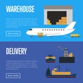 Delivery and warehouse banner set Royalty Free Stock Photo