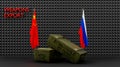 Delivery of weapons from Russia to China, package of military aid, flags China and Russia, 3D work and 3D image Royalty Free Stock Photo