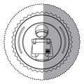 Delivery worker inside seal stamp design