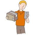 Deliveryman Using Phone App