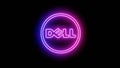 Dell glowing logo in neon light neon sign and neon light concept editorial image Royalty Free Stock Photo