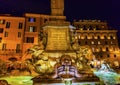 Della Porta Fountain Pantheon Piazza Rotunda Night Rome Italy Royalty Free Stock Photo