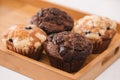 Dellicious homemade muffins on table. Sweet pastries Royalty Free Stock Photo