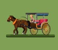 Delman aka horse carriage indonesian traditional transportation concept in cartoon illustration vector