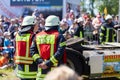 German firefighters train on a truck accident