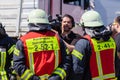 German firefighters train on a truck accident