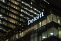 Deloitte sign on the national office building is seen in Toronto