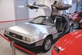 A DeLorean DMC-12 from the front with the gull-wing doors open Royalty Free Stock Photo