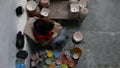 Delores Hidalgo, Mexico-January 10, 2017: People painting pottery