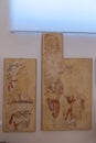 Delos, Greece, September 27, 2020: Wall paintings at the histori Royalty Free Stock Photo