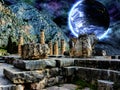 Delphi Illustration with a Blue planet in space Royalty Free Stock Photo