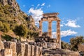 Delphi with ruins of the Temple in Greece Royalty Free Stock Photo