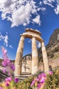 Delphi with ruins of the Temple in Greece Royalty Free Stock Photo