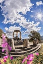 Delphi with ruins of the Temple in Greece Royalty Free Stock Photo