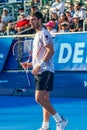 Professional tennis player Cameron Norrie of Great Britain celebrates victory after quarter-final match at the 2022 Delray Beach