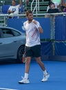 Professional tennis player Cameron Norrie of Great Britain celebrates victory after quarter-final match at the 2022 Delray Beach