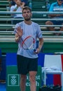 Professional tennis player Cameron Norrie of Great Britain celebrates victory after quarter-final match at the 2022 Delray Beach