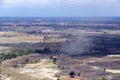 Aerial view of burned land