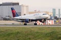 Delta Air Lines Airbus jet touch down Royalty Free Stock Photo