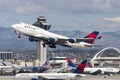 Delta Air Lines Boeing 747 Jumbo Jet taking off from Los Angeles International Airport.