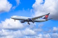 Delta Airbus under dramatic skies